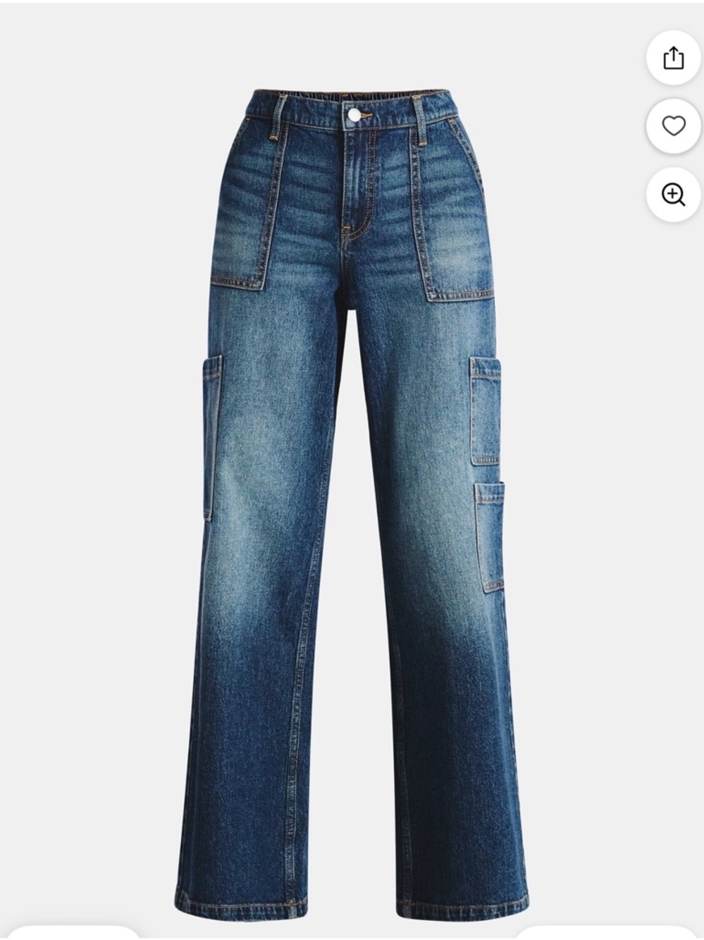 No Boundaries Dark Blue Wide-Leg Cargo Jeans